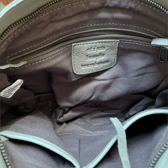 Cut n’ Paste Leather Gray Crossbody Bag with Fringe - Picture 11 of 15